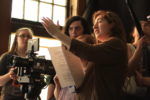 Emma Fried directing on the set of the short film Paper Future.